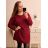 Women's elegant party long sleeve dress (S/M ONE SIZE) ITALIAN FASHION IM322282 3xl / 4xl Wine