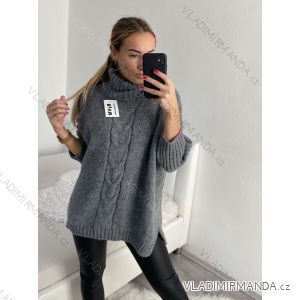 Svetr pletený oversize s rolákem dlouhý rukáv dámský (S/M/L/XL/2XL/3XL ONE SIZE) ITALSKÁ MÓDA IMWC223672