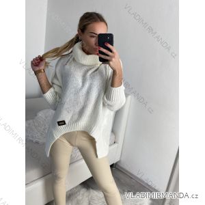 Svetr pletený oversize s rolákem dlouhý rukáv dámský (S/M/L ONE SIZE) ITALSKÁ MÓDA IMWD223672