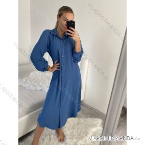 Šaty dlouhé maxi košilové dlouhý rukáv dámské (S/M/L ONE SIZE) ITALSKá MóDA IM4221031