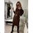 Women's Long Sleeve Turtleneck Knitted Dress (S/M ONE SIZE) ITALIAN FASHION IMWAA223600 S/M Brown