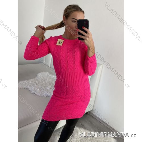 Women's Warm Long Sleeve Dress (L / XL ONE SIZE) ITALIAN FASHION IM421MIA