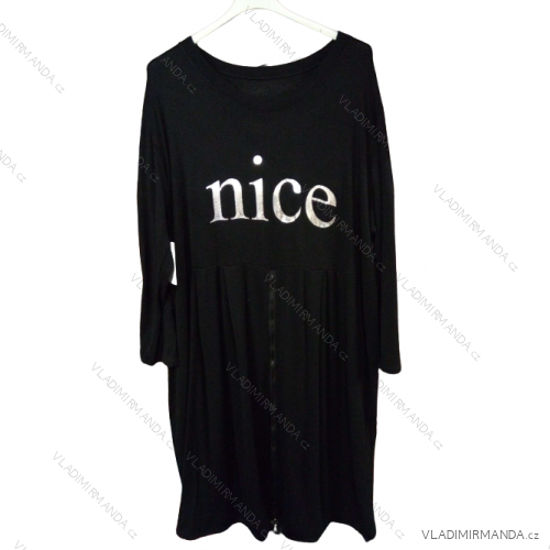 Long Sleeve Dress with Pendant Women's Oversized (3XL / 4XL ONE SIZE) ITALIAN FASHION IMWQ2115022  black