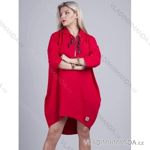 Zip Hoodie Long Sleeve Women's Plus Size (3XL / 4XLONE SIZE) TURKISH FASHION IMLI21034 / DR red 