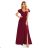 310-5 LIDIA long dress with a neckline and frills - burgundy color