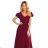 310-5 LIDIA long dress with a neckline and frills - burgundy color