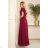 310-5 LIDIA long dress with a neckline and frills - burgundy color
