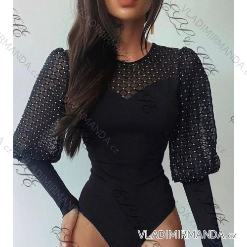 Women's Elegant Long Sleeve Bodysuit (S/M ONE SIZE) ITALIAN FASHION IMWDD223940