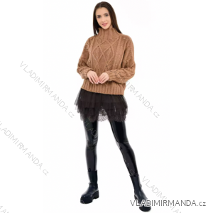 Women's Stand Collar Long Sleeve Knitted Sweater (S/M ONE SIZE) ITALIAN FASHION IMPLI228596