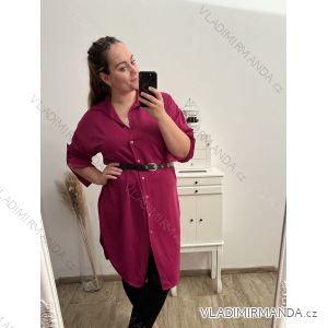 Extended Shirt/Shirt Dress With Belt Long Sleeve Women's Plus Size (XL/2XL ONE SIZE) ITALIAN FASHION IMPBB222713DS