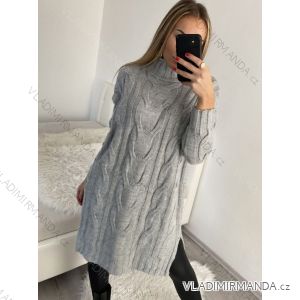 Šaty pletené dlouhý rukáv dámské (S/M ONE SIZE) ITALSKÁ MÓDA IMWAA223619