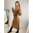 Women's Belted Long Sleeve Knitted Dress (S/M ONE SIZE) ITALIAN FASHION IMWA223040