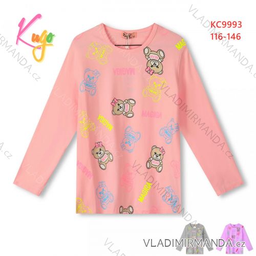 T-shirt long sleeve with sequins children adolescent girls (116-146) KUGO B3258