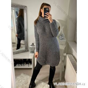 Women's Long Sleeve Turtleneck Knitted Dress (S/M ONE SIZE) ITALIAN FASHION IM4227200