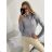 Svetr úpletový dlouhý rukáv dámský (S/M ONE SIZE) ITALSKÁ MÓDA IMM22FD9073