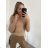 Women's Long Sleeve Knitted Turtleneck Sweater (S/M ONE SIZE) ITALIAN FASHION EXTRA ME IMM22FD9076/DR S/M Beige