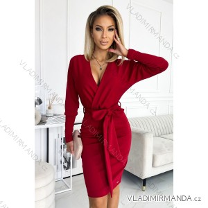 401-1 CELIA Envelope dress with a neckline on the back - burgundy