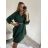 Summer long sleeve flowered women's dress (UNI S / L) ITALIAN FASHION IMK20150 S/M Emerald