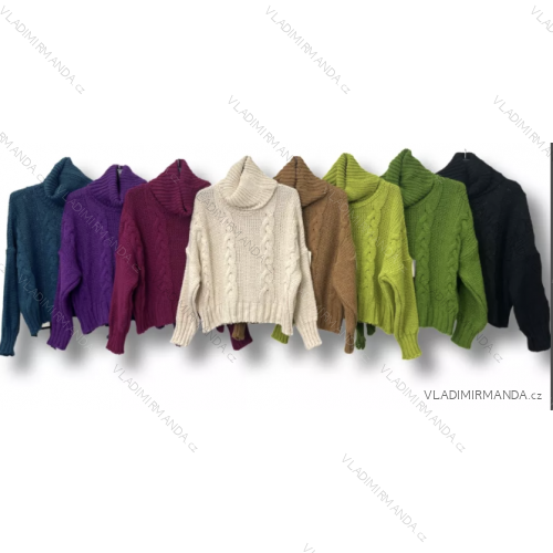 Svetr úpletový dlouhý rukáv dámský (S/M ONE SIZE) ITALSKÁ MÓDA IMP22003000070