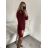 Women's Plus Size Knitted Turtleneck Long Sleeve Dress (L/XL/2XL ONE SIZE) ITALIAN FASHION IM4221085 red L / XL