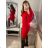 Women's Plus Size Knitted Turtleneck Long Sleeve Dress (L/XL/2XL ONE SIZE) ITALIAN FASHION IM4221085 red L / XL