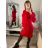 Women's Plus Size Knitted Turtleneck Long Sleeve Dress (L/XL/2XL ONE SIZE) ITALIAN FASHION IM4221085 red L / XL