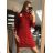 Women's Plus Size Knitted Turtleneck Long Sleeve Dress (L/XL/2XL ONE SIZE) ITALIAN FASHION IM4221085 red L / XL