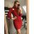 Women's Plus Size Knitted Turtleneck Long Sleeve Dress (L/XL/2XL ONE SIZE) ITALIAN FASHION IM4221085 red L / XL