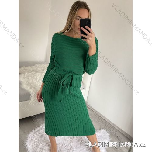 Women's Elegant Knitted Long Sleeve Dress (S/M ONE SIZE) ITALIAN FASHION IMWKK224078