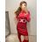 Elegant Velvet Dress Long Sleeve Women (S / M ONE SIZE) ITALIAN FASHION IMWY216558 red S/M