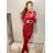 Elegant Velvet Dress Long Sleeve Women (S / M ONE SIZE) ITALIAN FASHION IMWY216558 red S/M