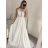 Šaty elegantní svatební společenské dlouhé na ramínka dámské (M/L-L/XL ONE SIZE) ITALSKá MóDA IMM22PL60032 S/M white