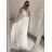 Šaty elegantní svatební společenské dlouhé na ramínka dámské (M/L-L/XL ONE SIZE) ITALSKá MóDA IMM22PL60032 S/M white