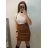 Sukně střední koženková dámská (S-XL) ITALSKÁ MÓDA IMWB22383 Brown XL