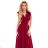 405-1 ELENA Long dress with a neckline and ties on the shoulders - Burgundy color