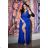 Women's Plus Size (42-46) Long Elegant Party Sleeveless Dress POLISH FASHION PMLBC23265-13 Royal blue 44