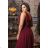 Women's Plus Size (42-46) Long Elegant Party Sleeveless Dress POLISH FASHION PMLBC23265-10 Wine 46