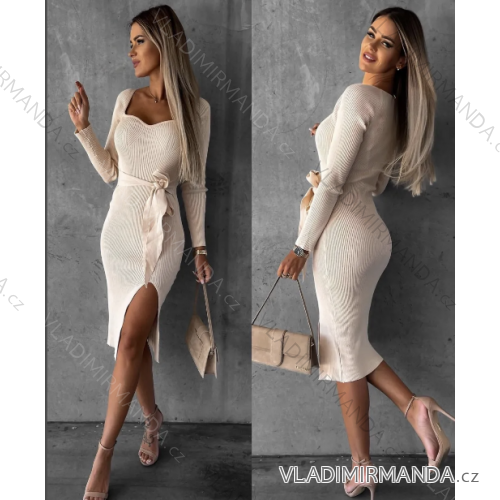 Women's Elegant Knitted Long Sleeve Dress (S/M ONE SIZE) ITALIAN FASHION IMPOC237179y