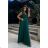 Women's Plus Size (42-46) Long Elegant Party Sleeveless Dress POLISH FASHION PMLBC23265-10 Green 34