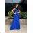 Women's Plus Size (42-46) Long Elegant Party Sleeveless Dress POLISH FASHION PMLBC23265-10 Royal blue 36