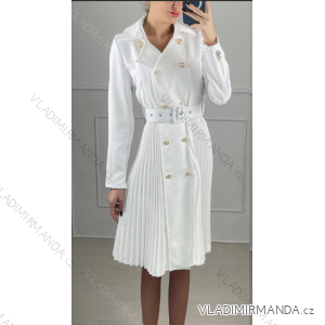 Women's Elegant Coat Pleated Long Sleeve Dress (S/M ONE SIZE) ITALIAN FASHION IMPBB23E90052