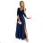 309-6 AMBER elegant lace long dress with a neckline - navy blue