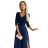 309-6 AMBER elegant lace long dress with a neckline - navy blue