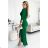 404-1 Shiny dress with a neckline and a slit on the leg - green