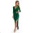 404-1 Shiny dress with a neckline and a slit on the leg - green