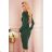 409-2 EDITTA elegant dress with a neckline and puffs - green