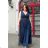 Women's Plus Size (42-46) Long Elegant Party Sleeveless Dress POLISH FASHION PMLBC23265-10 <p>blue</p> 46