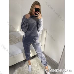 Women's Tracksuit Velvet Sweatshirt and Sweatpants Set (M/L/XL ONE SIZE) ITALIAN FASHION IM422901