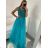 Women's Long Social Elegant Summer Strapless Dress (M/L, L/XL) ITALIAN FASHION IMPSH22260019/DU Turquoise