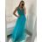 Women's Long Social Elegant Summer Strapless Dress (M/L, L/XL) ITALIAN FASHION IMPSH22260019/DU Turquoise